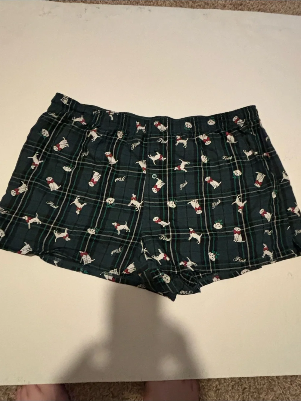 Victoria's Secret PINK Green Plaid Boxer Shorts